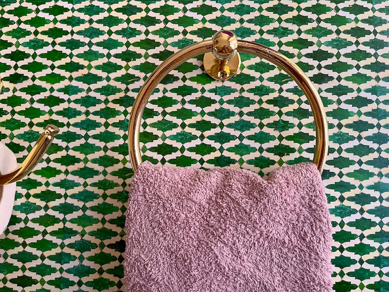 Handdoekhouder van messing, Messing rolhouder voor badkamer, Handgemaakte messing toiletrolhouder, Toiletrolhouder, Handdoekring, Badkamerhouders afbeelding 7