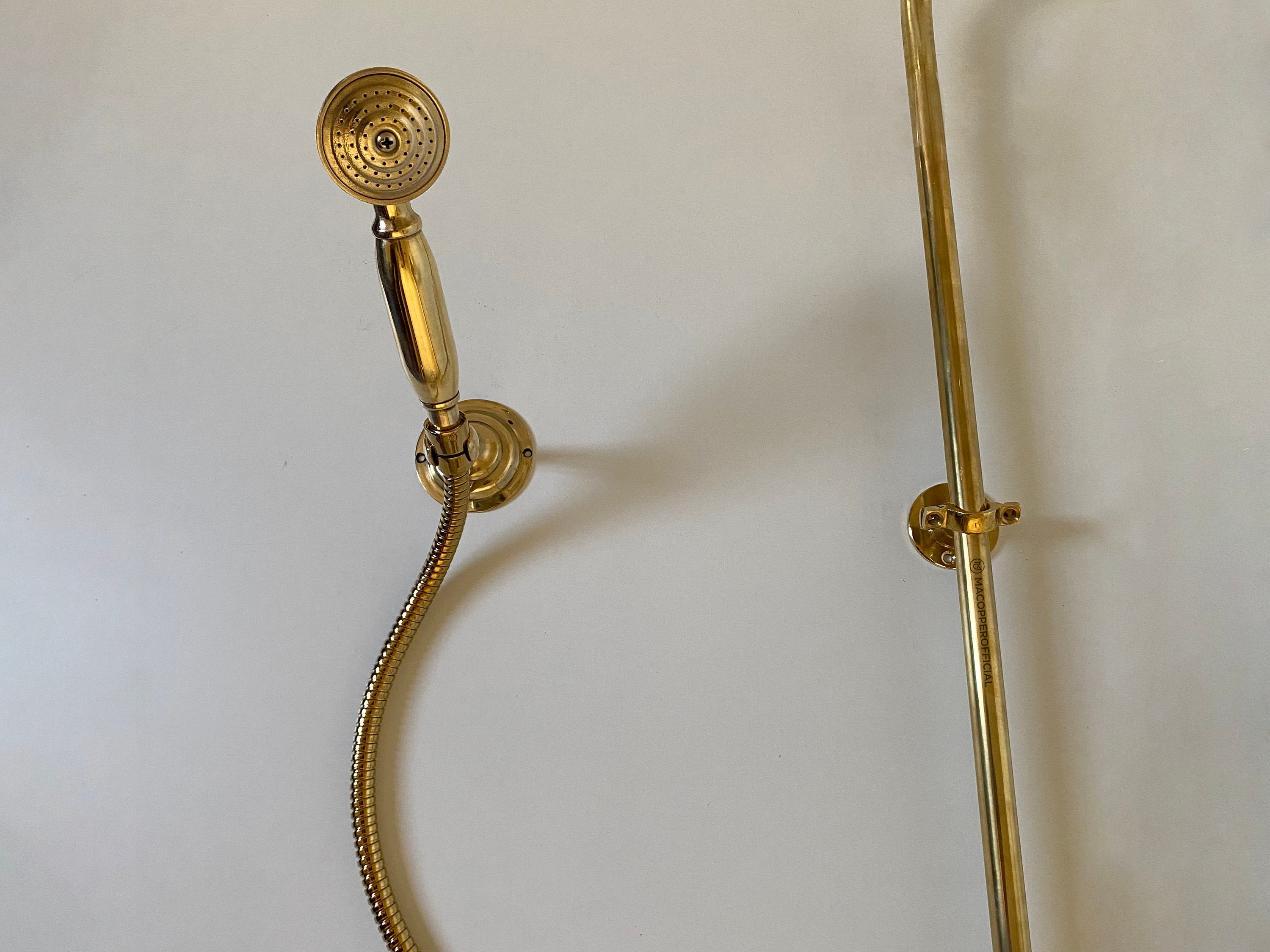 Duschsystem In Antikem Messing – Mit Regendusche, Handbrause & Wannenauslauf, Wandmontage
