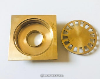 Shower Floor Drain,Solid Brass Drains , Unlacquered Square Shower Drain , Bathroom Darins
