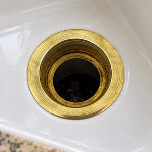 Unlacquered Brass Garbage Disposal Flange - Deep Kitchen Sink Flange, Fits 3-1/2 Inch Standard Drain Hole | Handmade Moroccan Solid Brass image 1