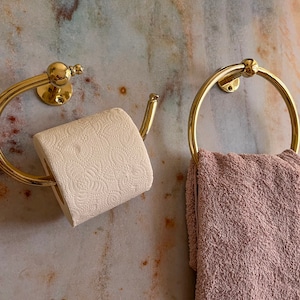 Portasciugamani in ottone, portarotolo in ottone per bagno, portarotolo in ottone fatto a mano, portarotolo, anello per appendere asciugamani, portasciugamani per bagno