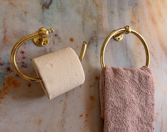 Brass towel holder,Brass Roll Holder For Bathroom,Handmade Brass Toilet Paper Holder,Toilet Roll Holder,towel hanging ring,Bathroom Holders