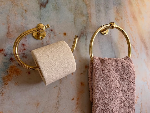 Brass towel holder,Brass Roll Holder For Bathroom,Handmade Brass Toilet Paper Holder,Toilet Roll Holder,towel hanging ring,Bathroom Holders