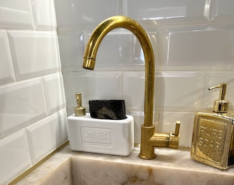 Grifo mezclador de cocina de latón macizo, grifo de agua caliente y fría, grifo de fregadero giratorio de un solo orificio, grifo monomando (acabado Living)