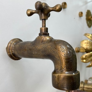 Bathroom Wall Faucet, Oiled Bronze Wall Sink Faucet, Handcrafted Wall Faucet with single Handle,Faucet For Bathroom,Kitchen,Outdoor,Garden