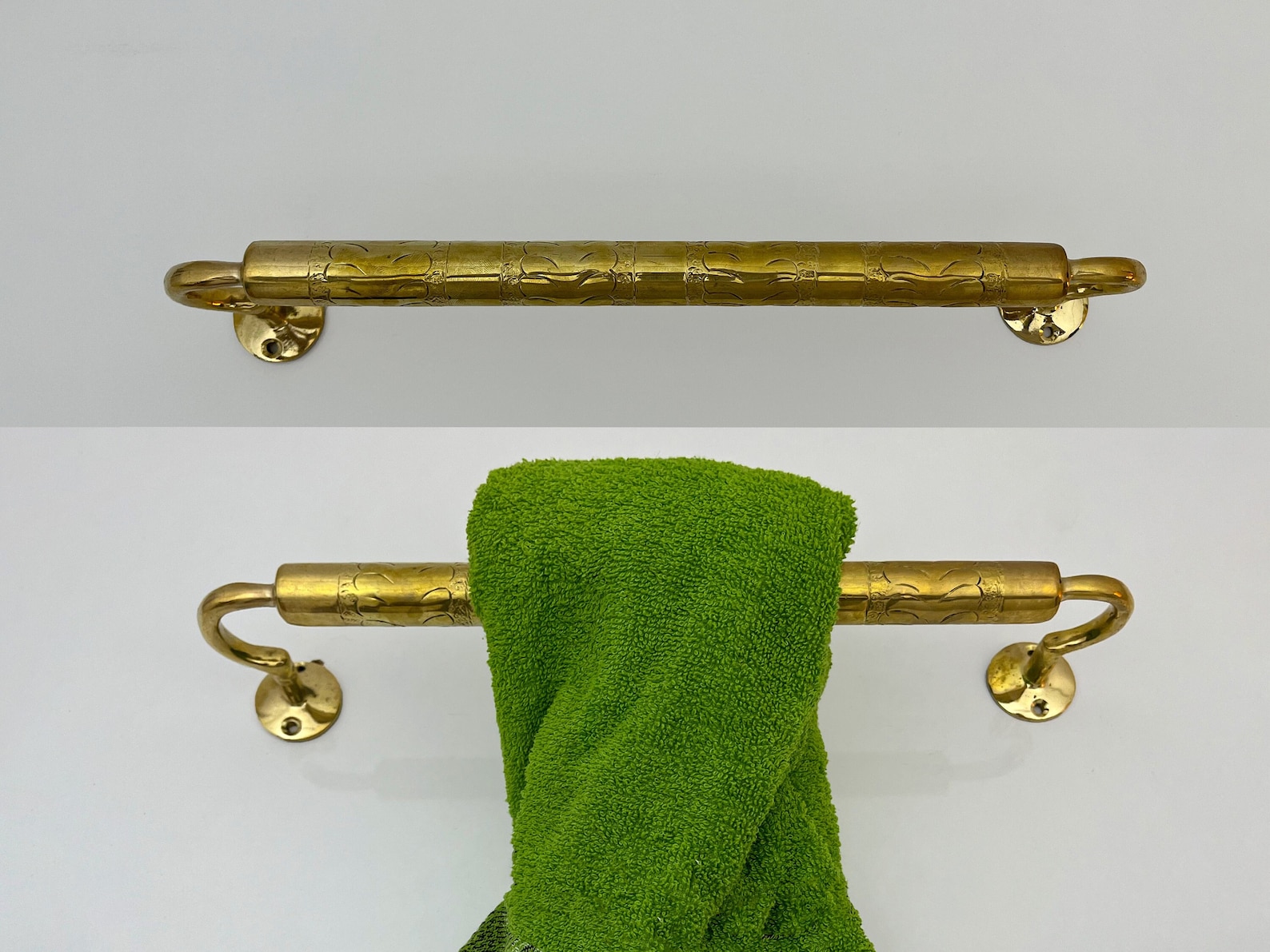 Brass Towel Bar For Bathroom Towel, Engraved Bathroom Towel Rack Brass Towel Bar, Brass wall mounted Towel Rack, Brass Bathroom Accessories