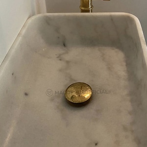 Handcrafted Solid Unlacquered Brass Sink Stopper, Push Up Button, Pop Up Drain, Brass Water Trap