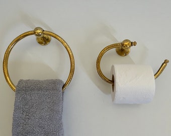Handmade Brass Toilet Paper Holder, Brass towel holder,Brass Roll Holder For Bathroom,Toilet Roll Holder,towel hanging ring,Bathroom Holders