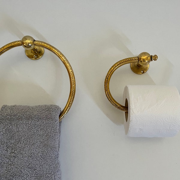 Handmade Brass Toilet Paper Holder, Brass towel holder,Brass Roll Holder For Bathroom,Toilet Roll Holder,towel hanging ring,Bathroom Holders