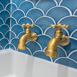 Brass Bathroom Wall Faucet Bronze Finish, Solid Brass Single Handle Faucet Cold Water, Vanity Sink Wall Faucet, Farhmhouse Outdoor Faucet