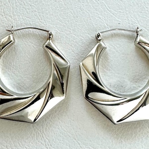 Vintage 925 Sterling Silver Swirl Hoop Earrings
