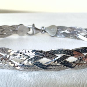 Vintage 925 Sterling Silver Braided Bracelet 7 Inch
