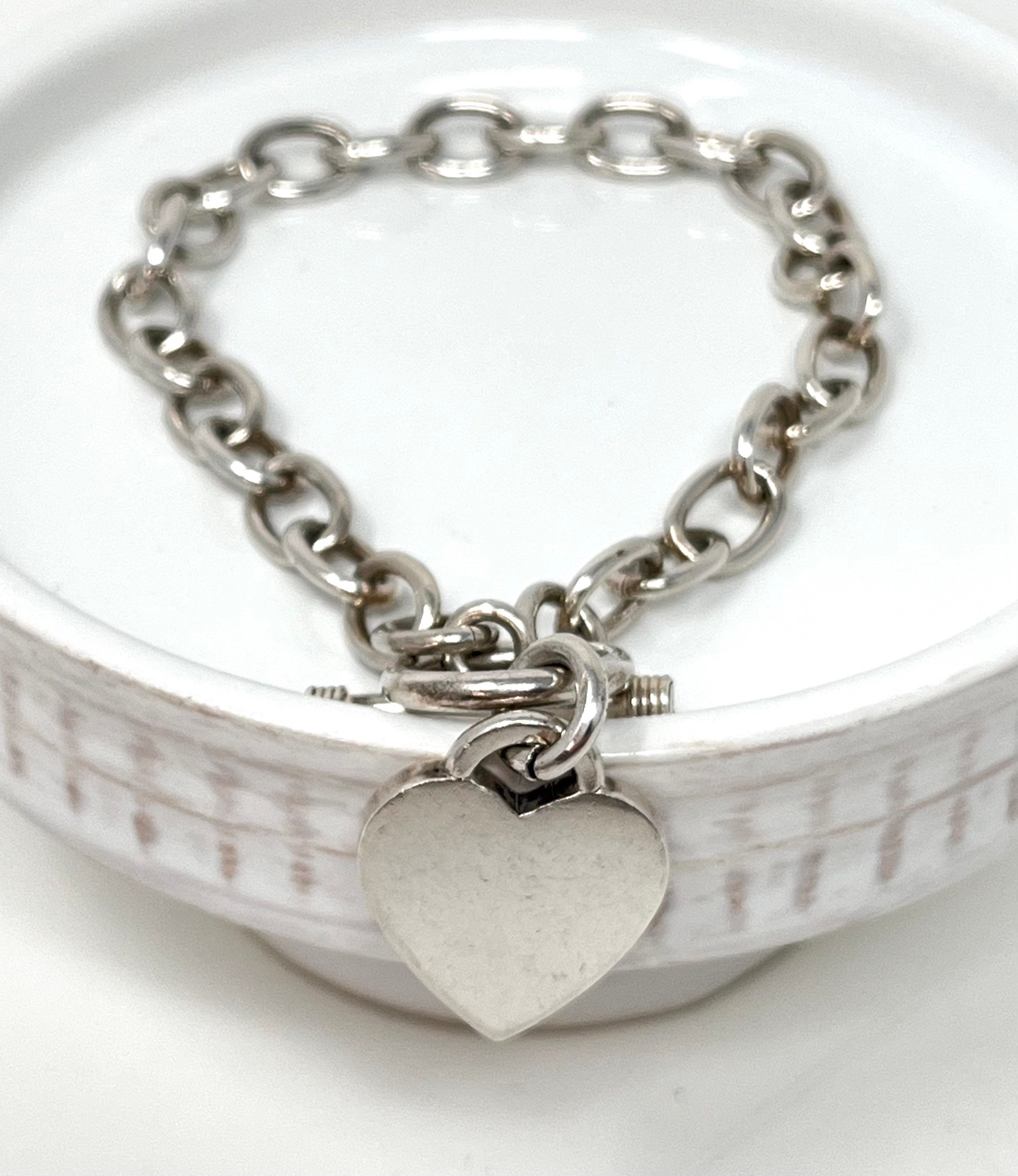 sterling silver heart toggle bracelet
