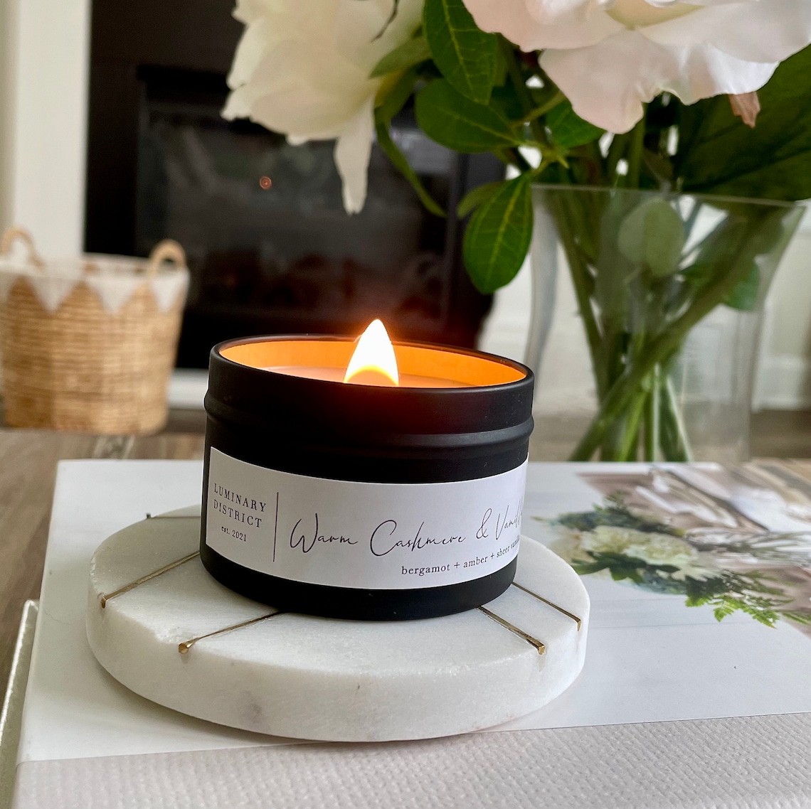 4 oz Black Tin Candle Handmade Candle Coconut Apricot Wax Etsy