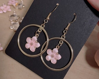 Handgemachte Sakura Kirsch Ohrringe - individuelle Kirschblüten Ohrringe rosa Blütenohrringe
