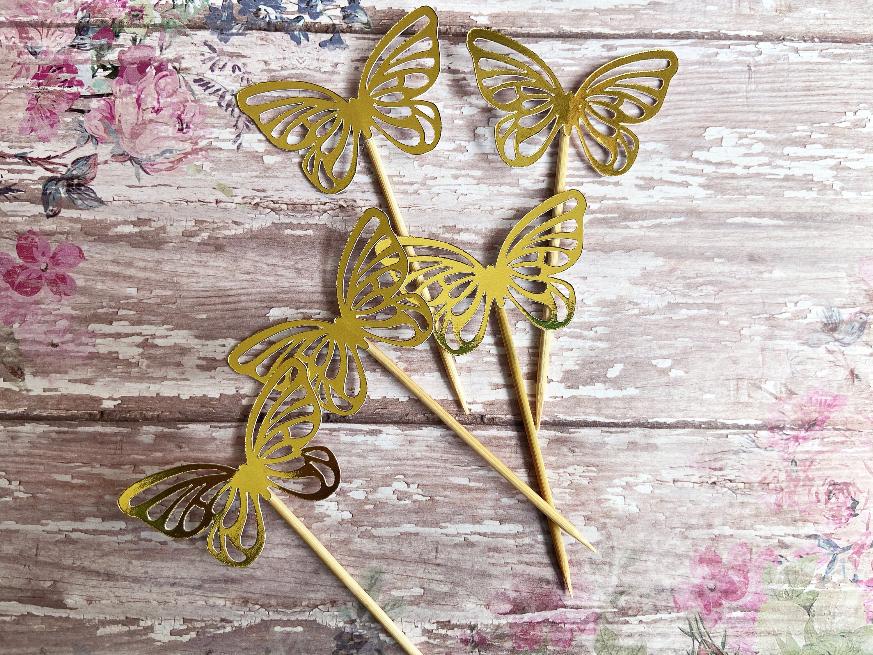 Gold Foil Butterfly Cupcake Toppers/butterfly Cupcake Etsy