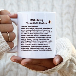 Psalm 23 - The Lord is my Shepherd Coffee Mug| Bible Passage Mug| Christian Coffee Mug| Religious Coffee Mug| 11 Oz Ceramic mug