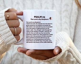Psalm 23 - The Lord is my Shepherd Coffee Mug| Bible Passage Mug| Christian Coffee Mug| Religious Coffee Mug| 11 Oz Ceramic mug