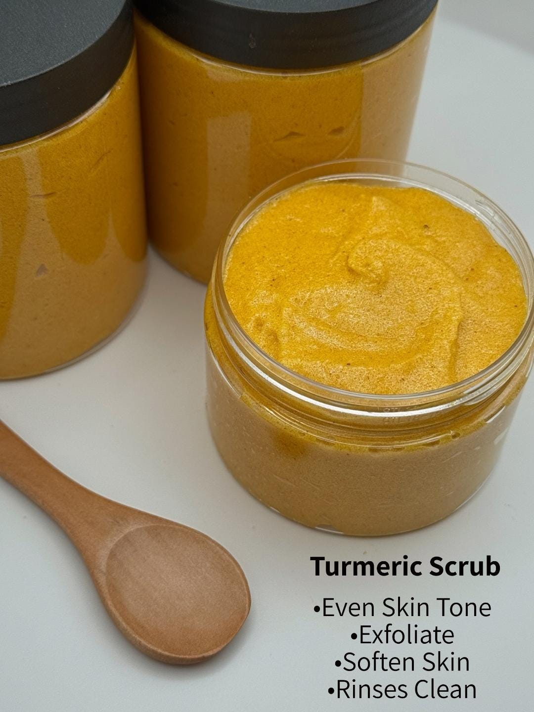 Handmade Turmeric Sugar Scrub: Natural Brightening Body Exfoliator-in GLASS  JAR