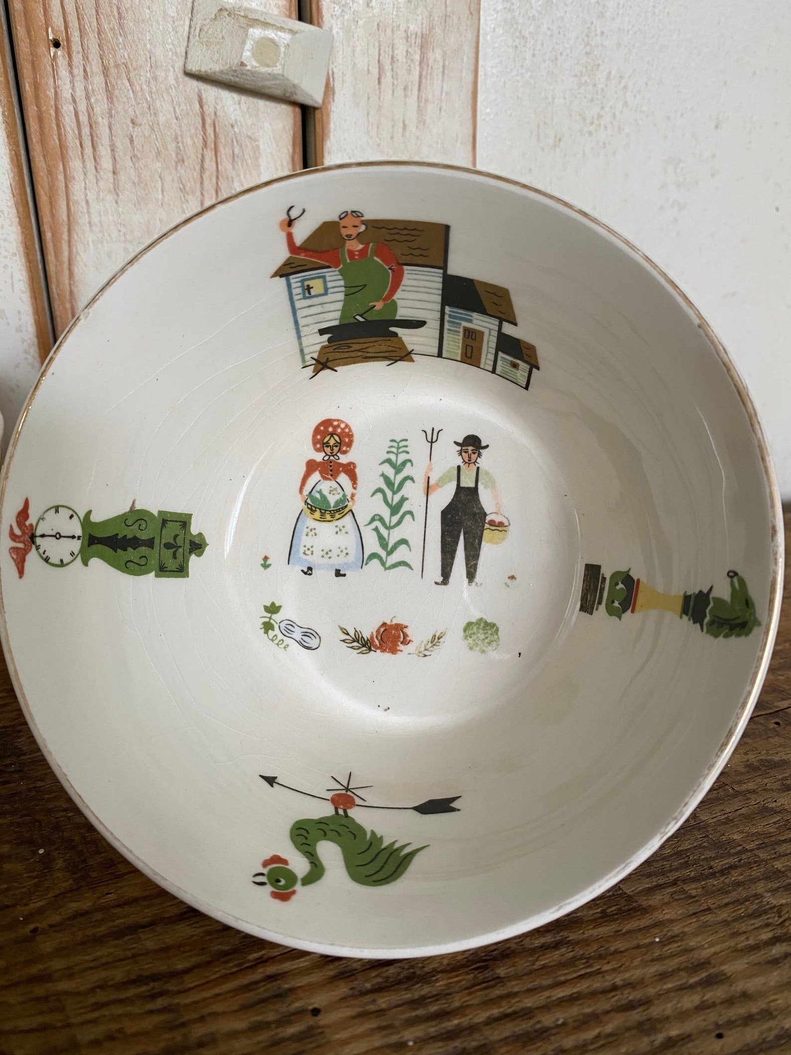 Set of 4 Farmhouse Print Bowls Etsy