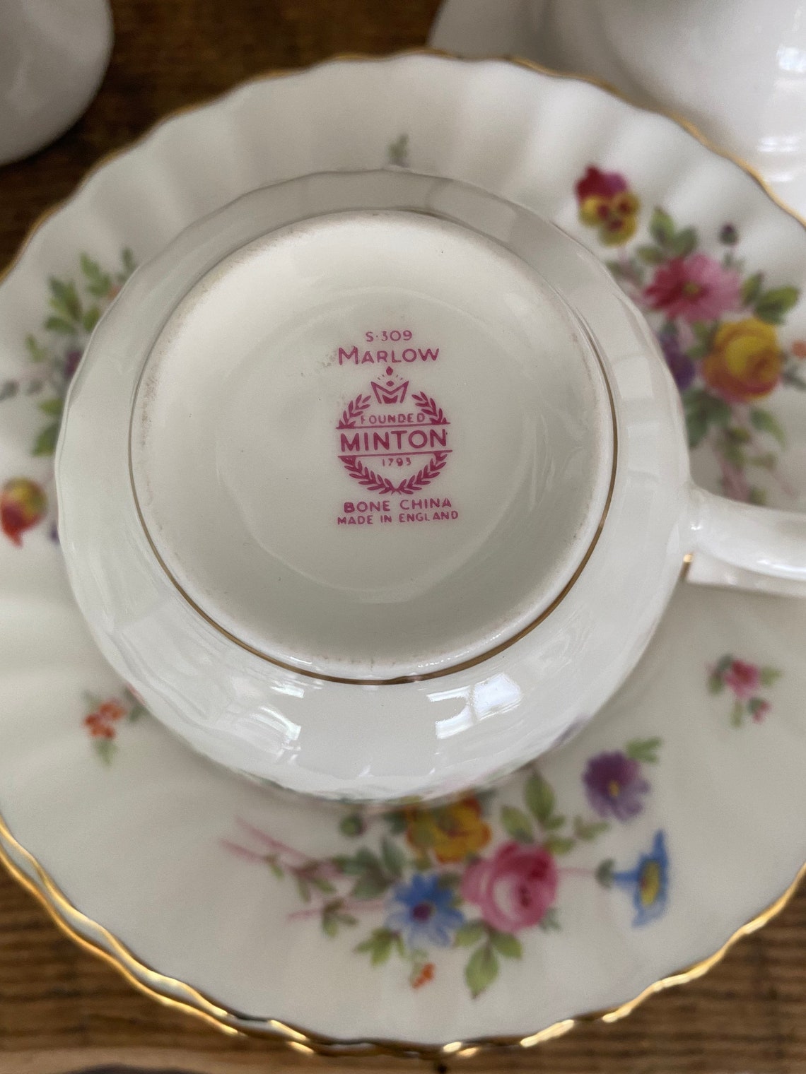 Minton Marlow England Bone China Tea Cup & Saucer Set Etsy