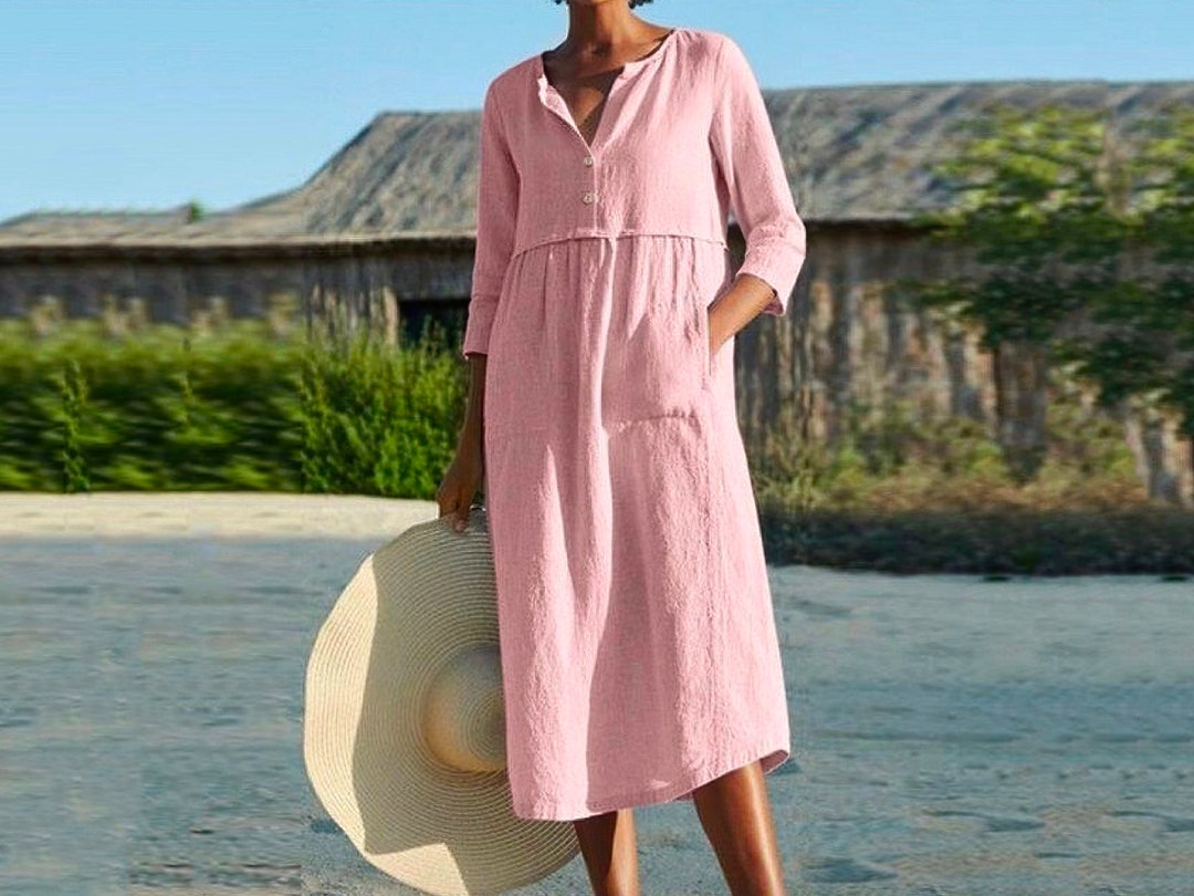 Linen Dress Loose Linen Dress Pure Linen Dress Casual Linen - Etsy