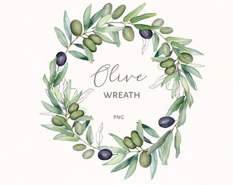 Oliven Aquarell Kranz, Olive Clipart