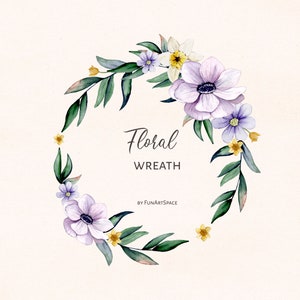 Summer Wreath Clipart, Watercolor floral Clipart. Summer meadow wreaths, invite logo card PNG