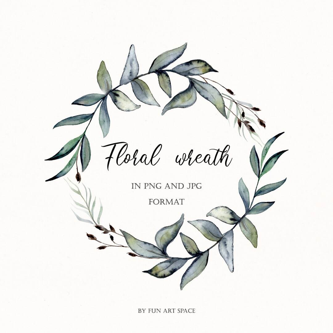 Boho Watercolor Floral Wreath. Forest Wedding. Logo Digital Clipart PNG ...