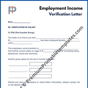 employment verification letter with salary pack of 5 etsy uk