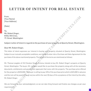 Letter of Intent Real Estate Intent Letter pack of 5 Etsy Canada
