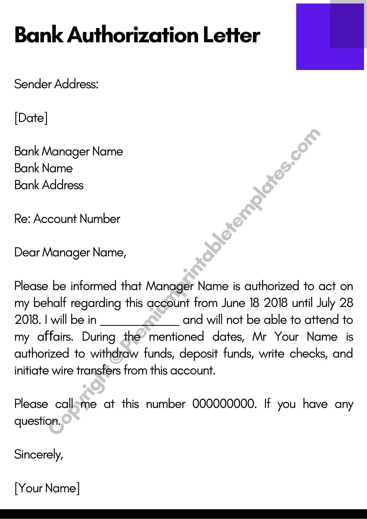 Bank Authorization Letter Template Pack Of 5 Etsy UK bank-authorization-letter-template-pack-of-5-etsy-uk