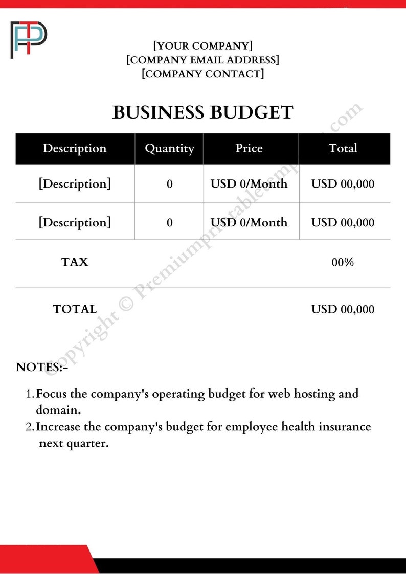 Printable Business Budget Template - Il 794xN.3083495739 Ruez 