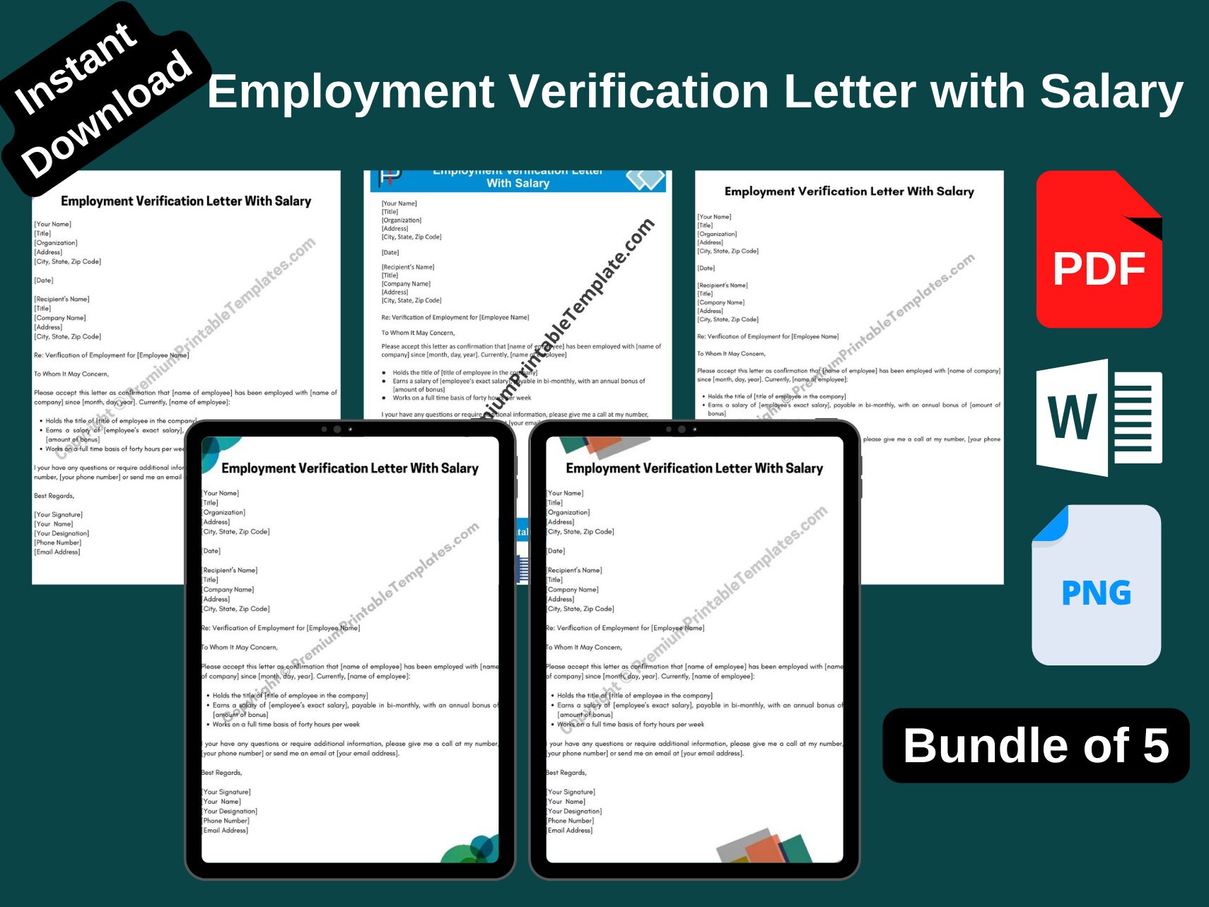 Employment Verification Letter With Salary pack of 5 - Etsy Sweden