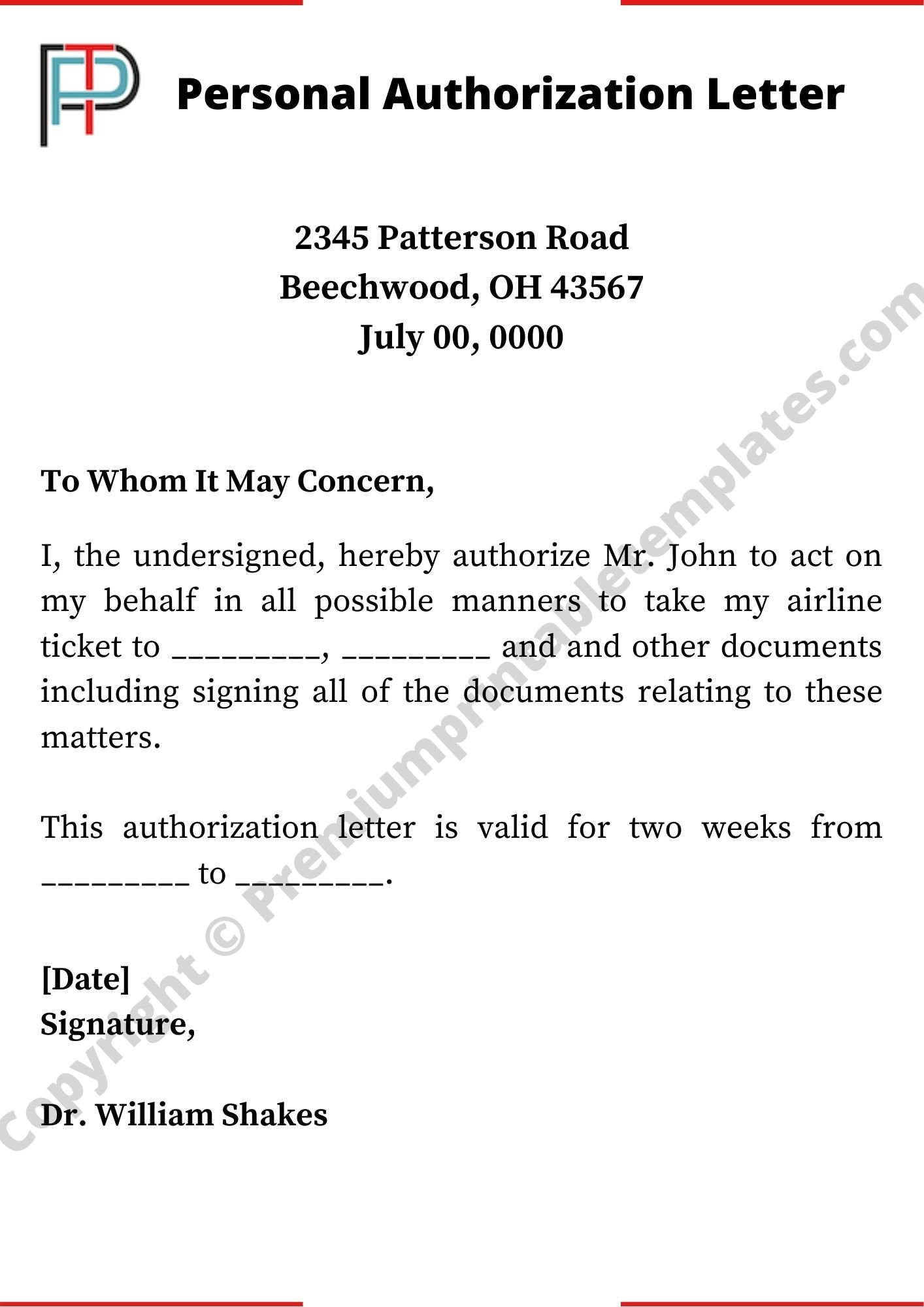 Letter Of Authorization Template letter-of-authorization-template