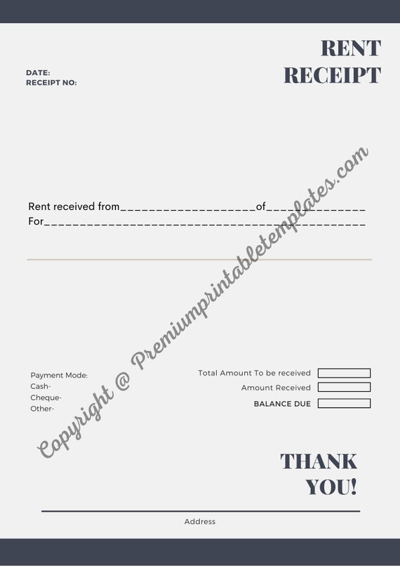 printable rent receipt pdf word etsy
