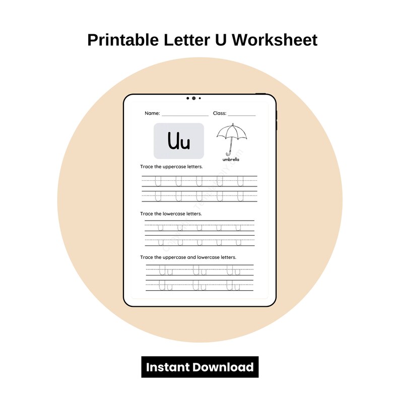 Letter U Worksheets Blank Printable Template in PDF Word Etsy