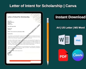 Letter of Intent for Scholarship | Editable & PDF | Canva Template