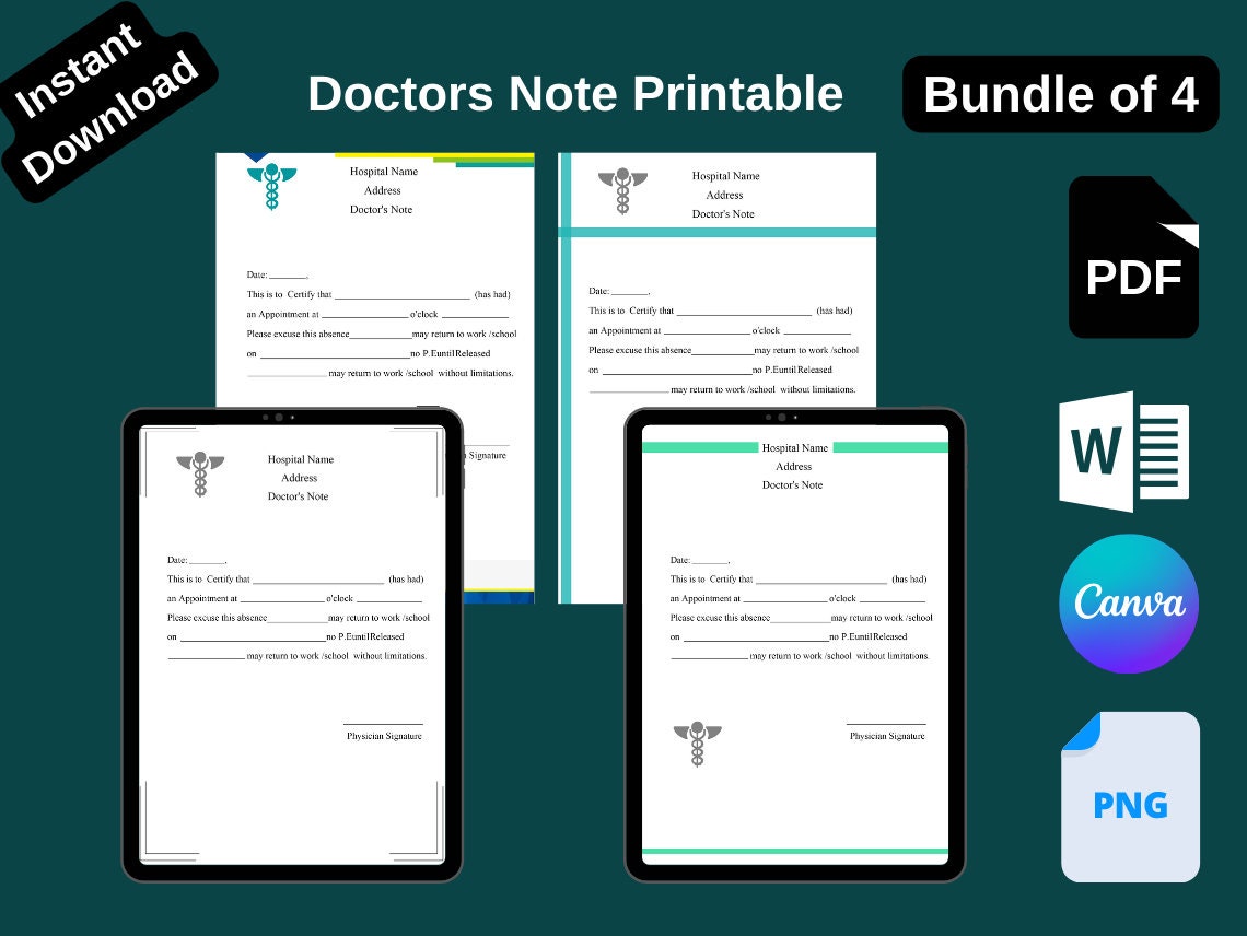 Real Doctors Note for Work pack of 4 Etsy Real Doctors Note for Work pack of 4 Etsy
