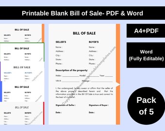 bill of sale form etsy