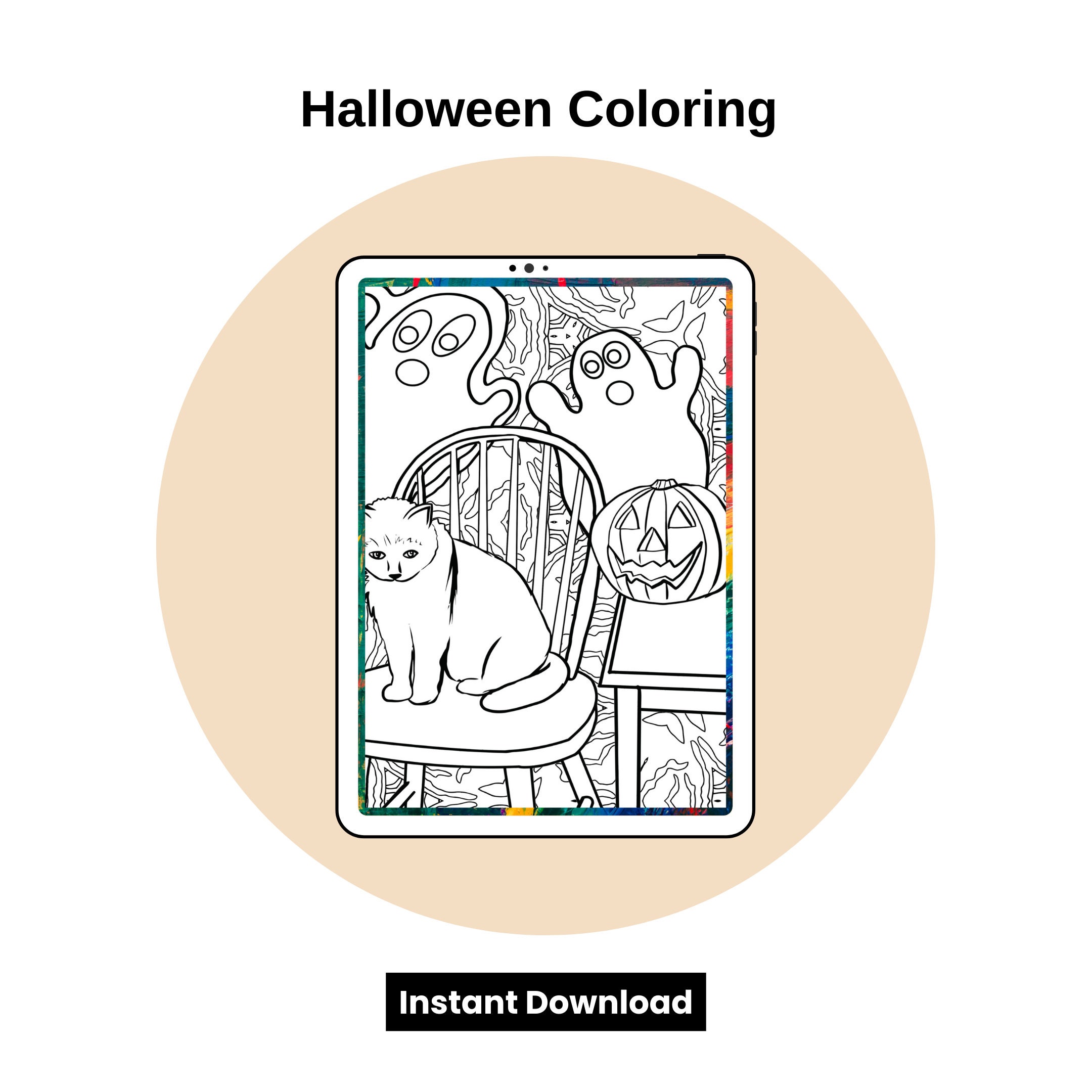 Halloween Coloring Pages for Teens Printable Template in PDF - Etsy