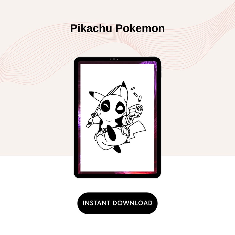 Pikachu Pokemon Coloring Pages Printable Template in PDF - Etsy