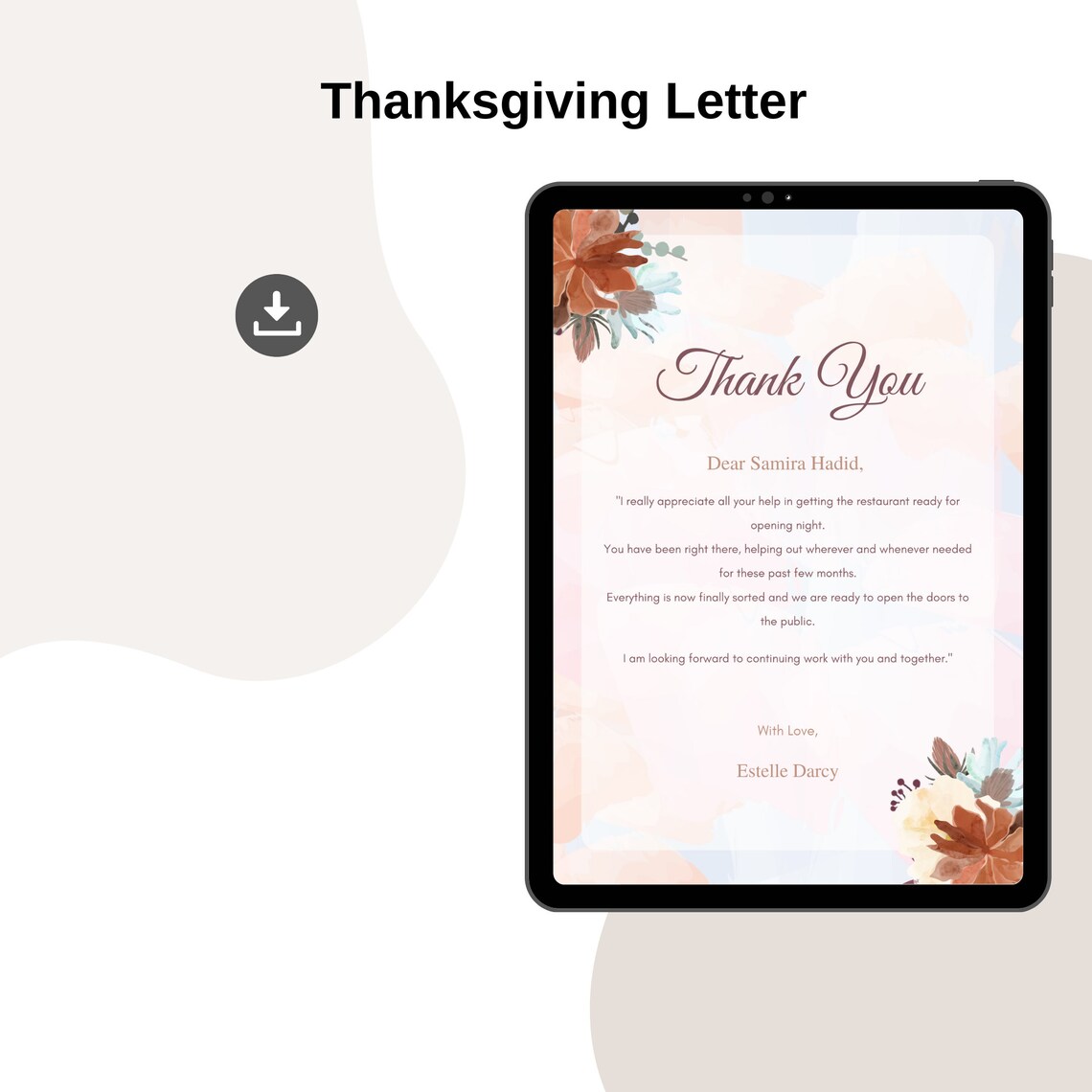 Thanksgiving Letter Template Printable in Pdf & Word - Etsy