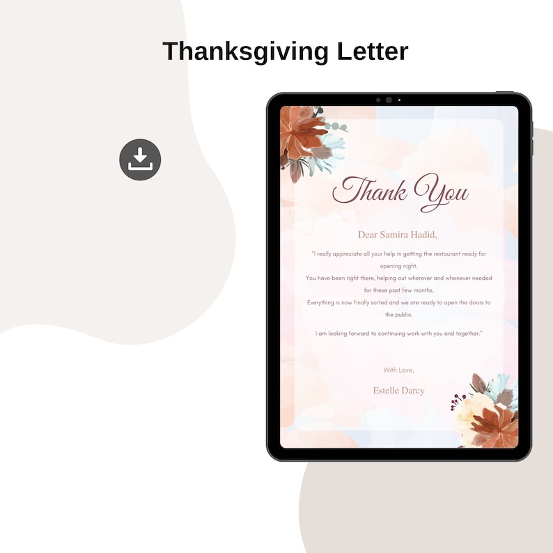 Thanksgiving Letter Template Printable in Pdf Word Etsy Thanksgiving Letter Template Printable in Pdf Word Etsy