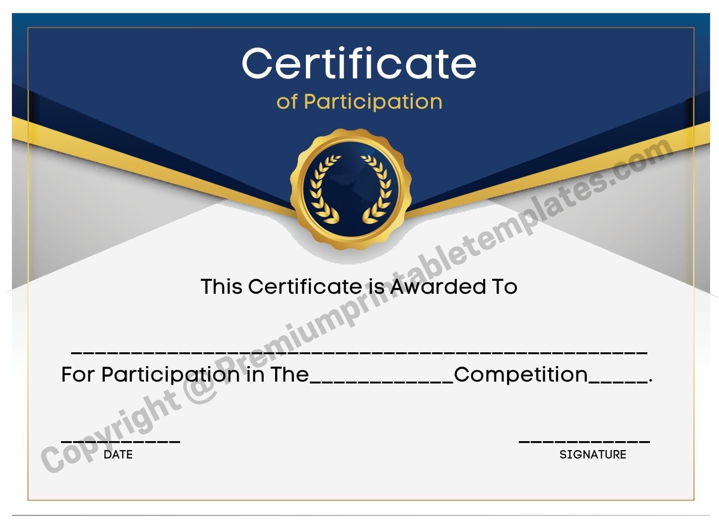 Printable Certificate of Participation PDF & Editable Canva Template Etsy