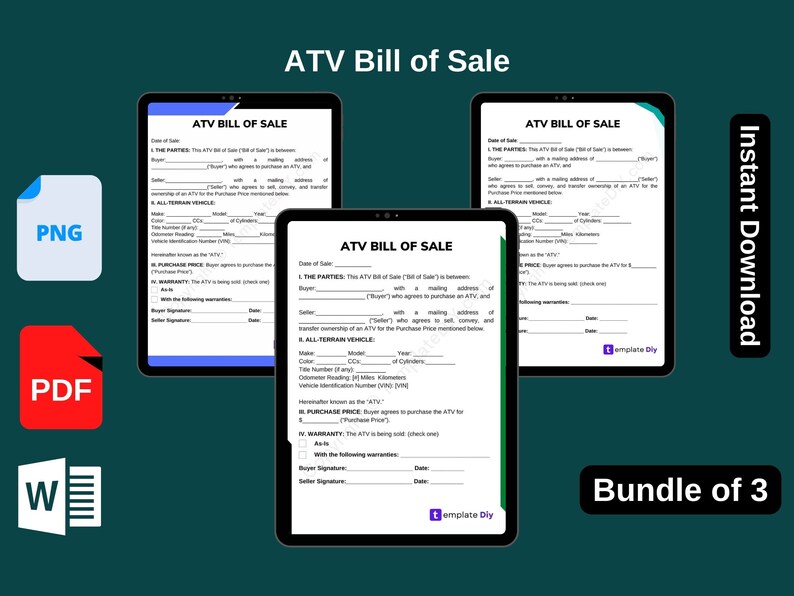 Printable Atv Bill Of Sale Template