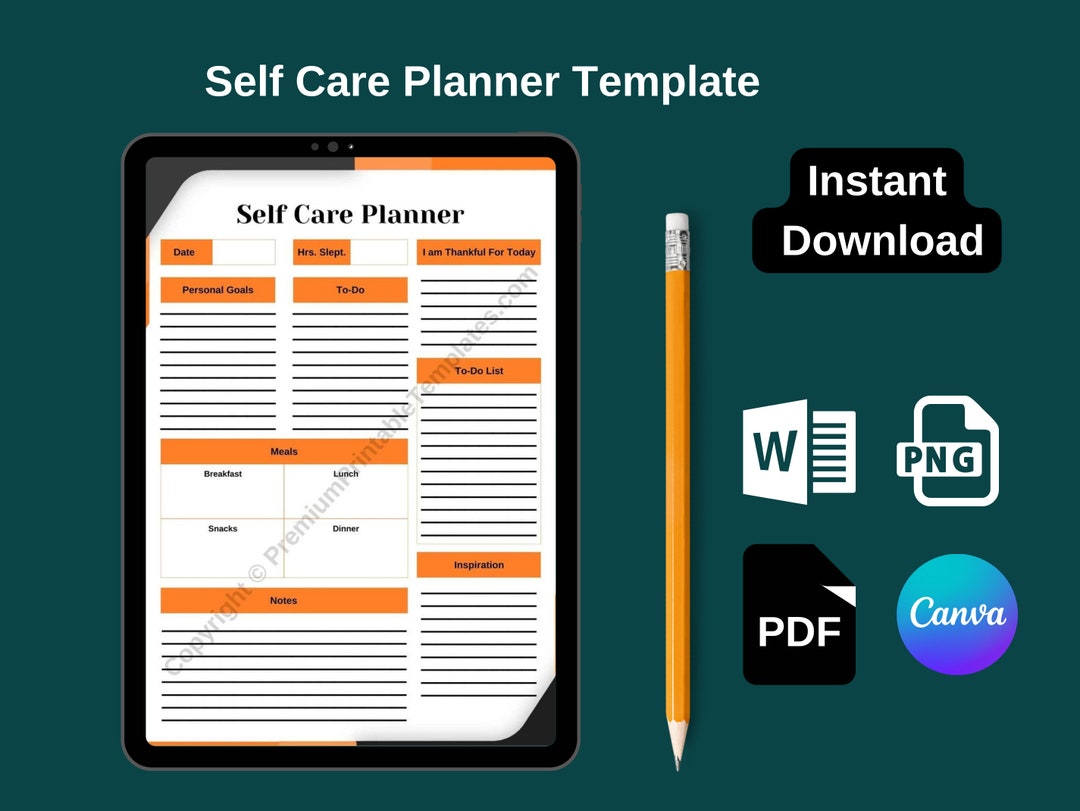 Printable Self Care Planner Template in PDF Word Canva Editable