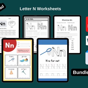 Letter N Worksheets Blank Printable Template in PDF &amp; Word - Etsy