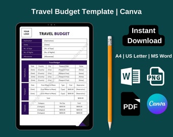 Printable Travel Budget Template in PDF and Word[Canva]