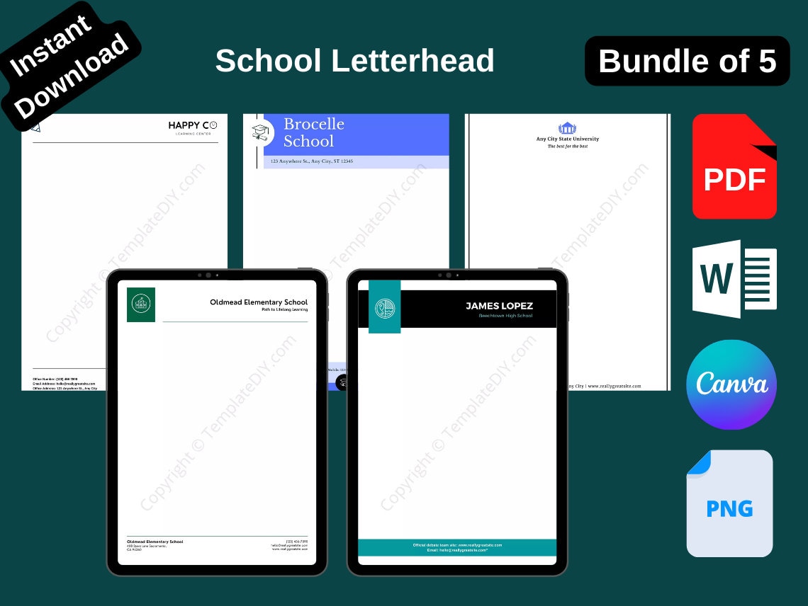 School Letterhead Template printable & Blank in Word Etsy India
